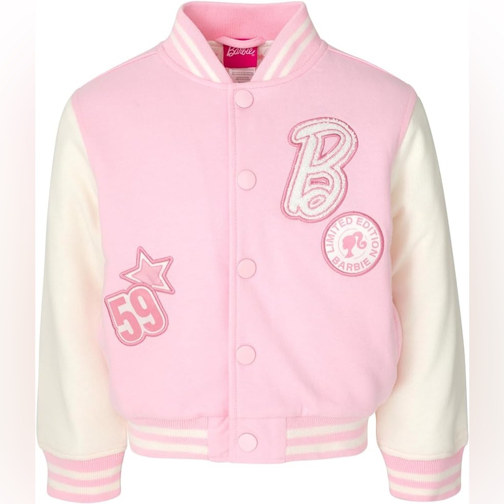 Adorable Girls Barbie Varsityy Jacket. Worn once, perfect condition! Size 6